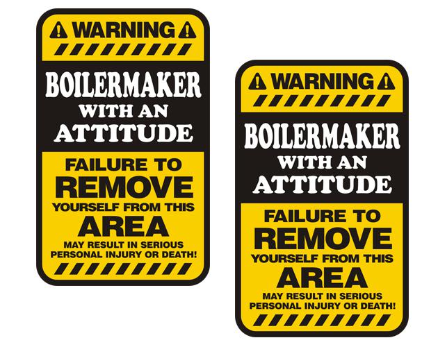 Boilermaker warning yellow decal set 3"x1.8" hard hat vinyl sticker zu1