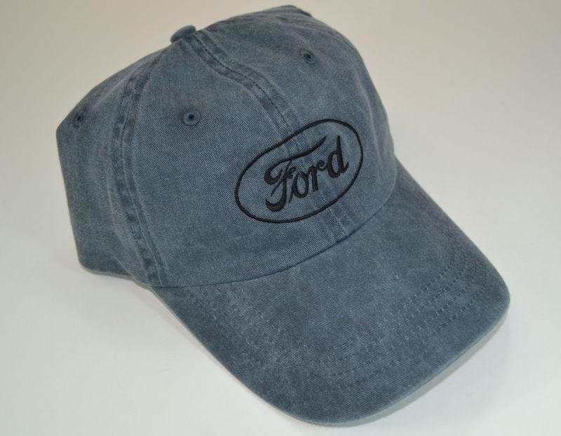 New ford logo hat gray canvas suede style white or black logo adjustable size