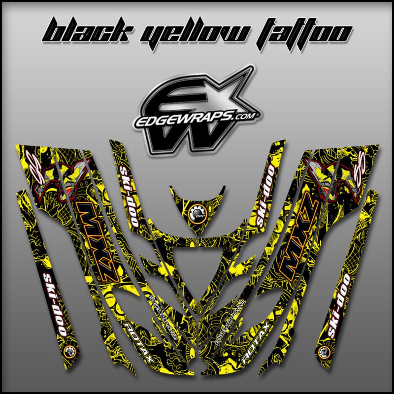Ski doo zx sk 99, 00, 01,02,03 mxz 600 800 custom graphics - black yellow tattoo