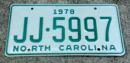 North carolina 1978 license plate ~ nice condition '78 nc tag.  yom