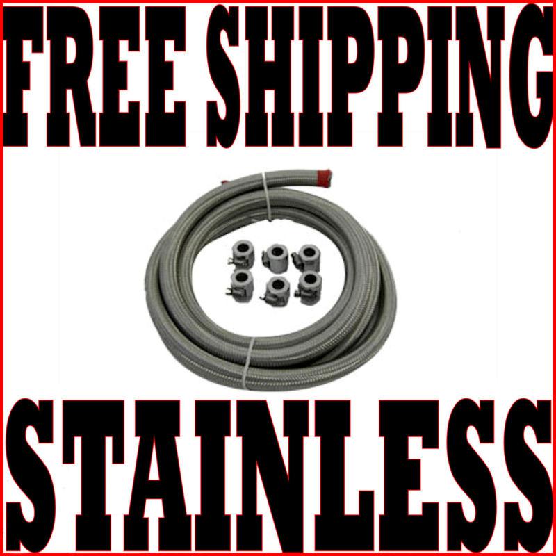 V-twin 10'x3/8" stainless steel braided oil line kit lines harley chopper bobber
