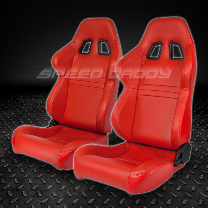 2 type-1 real leather lightweight fully reclinable deep racing seats+sliders red