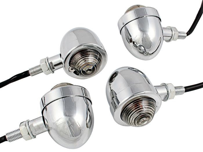 Panhead chrome/smoke metal turn signals cruiser chopper custom bobber cafe racer