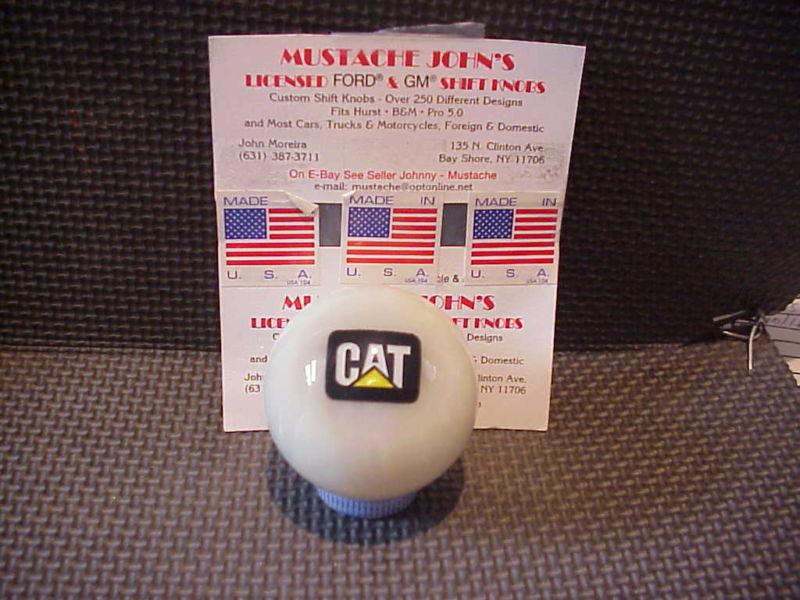 Cat, caterpillar, custom made ,retro style pearl  shift knob,  (white) 
