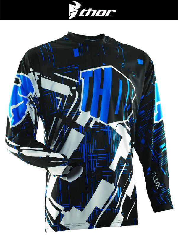 Thor flux block blue black dirt bike jersey motocross mx atv 2014