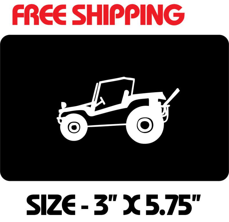 Dune buggy vw decal sticker 3" x 5.75" glossy white manx