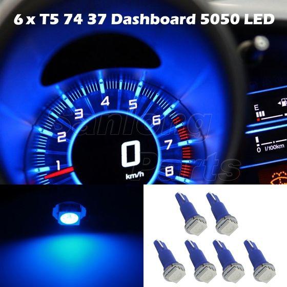 6x t5 wedge led speedo dashboard dash side light lamp bulb blue 57 37 73 257 