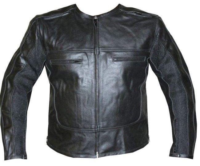 Stylish leather armor motorcycle jacket black 48 armour