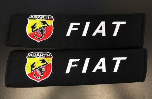 Seatbelt harness cover pads black embroidered fiat 500 abarth