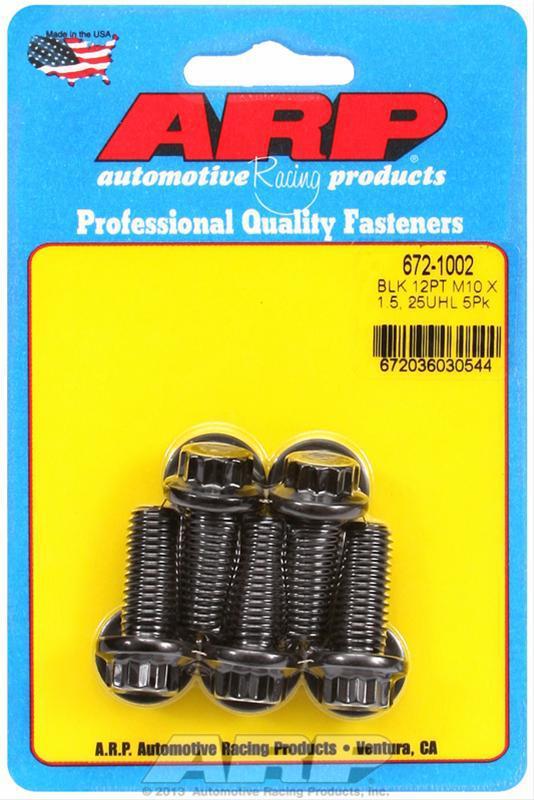 Arp bolts 12-point head chromoly steel black oxide 10mmx1.50 rh thread 25mm