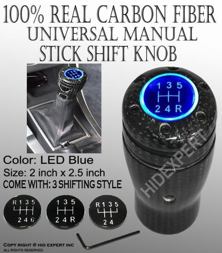 Icbeamer blue led manual car gear shifter lever shift knob cover carbo gt8223