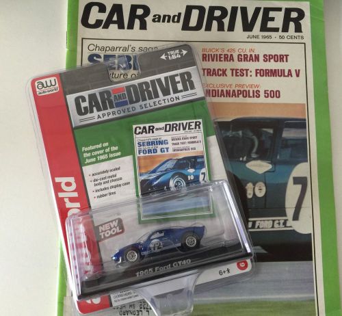 1965 car &amp; driver shelby magazine and aw ford gt40 die-cast car cobra mustang gt