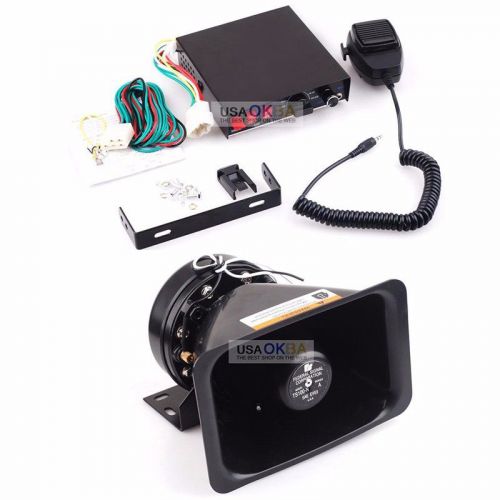 100w 8 sound loud speaker car alarm police horn siren pa mic system fire truck