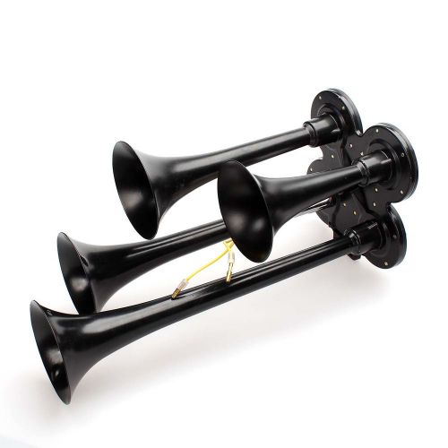 12v 150db black metal compact quad 4 train air horn peterbilt truck freightliner