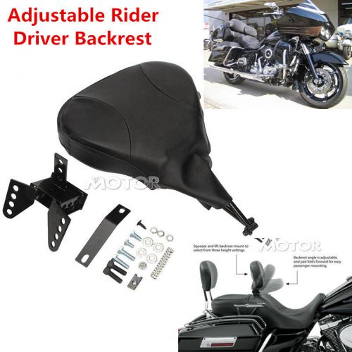 Find BLK PU Detachable Adjustable Rider Backrest For Harley Davidson