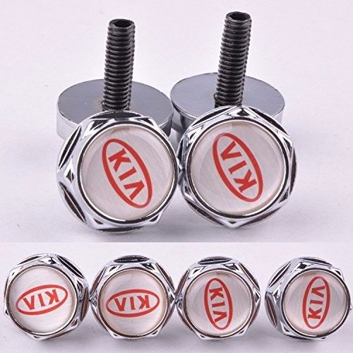 4 pcs separate chrome license plate frame bolt screws for kia new type2
