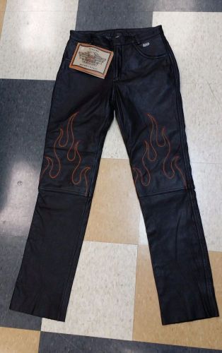 Harley davidson women's nitro leather pants, flame stitch, size 6