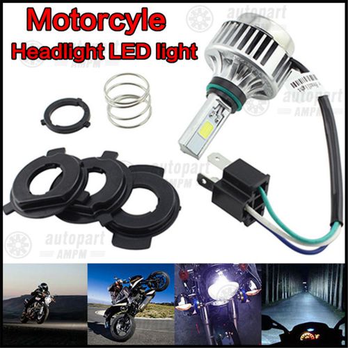 1x pure white 30w h4 hb2 led 6000k cob motorcycle high low beam headlight bulbs