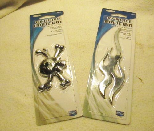 2 chrome emblomes skull bones and flames