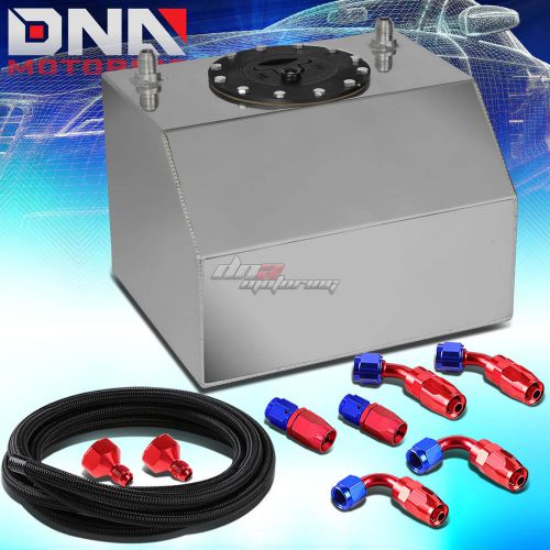 4 gallon polished aluminum race fuel cell tank+cap+level sender+nylon line kit