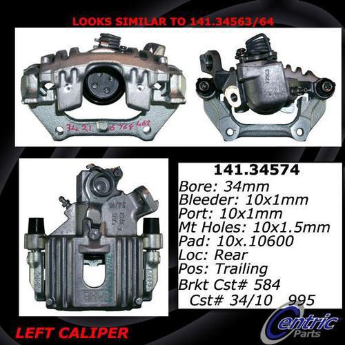 Centric 141.34574 rear brake caliper-premium semi-loaded caliper