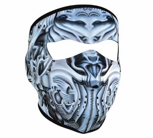 2 in 1 reversible motorcycle biker, ski neoprene full face mask - bio mechanical
