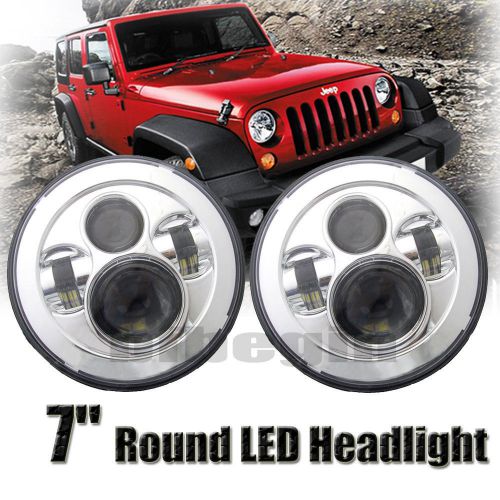 7" 45w cree 4led black projector daymaker headlights for jeep wrangler jk/tj/lj
