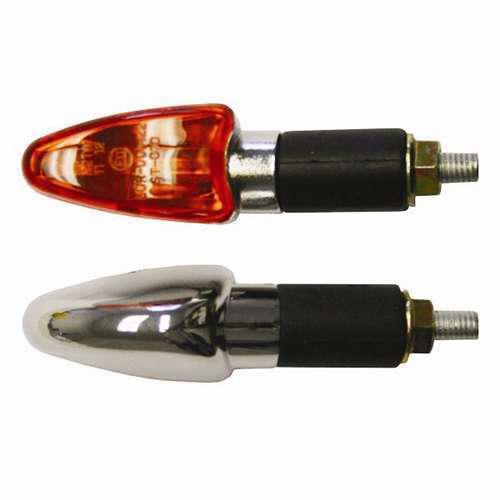 Mini chrome amber lens long motorcycle spear signals indicators