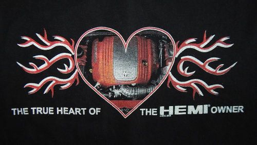 &#034;the true heart of the hemi owner&#034; - men&#039;s black s/s tee shirt sz xl