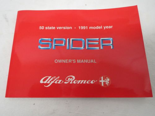 1991 alfa romeo spider owner&#039;s manual literature book veloce