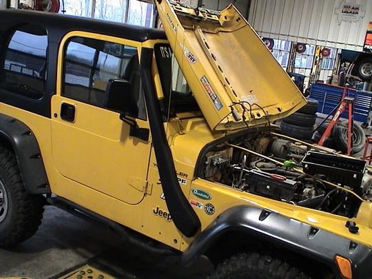 Jeep wrangler tj snorkel system for water crossing dusty areas clean air intake