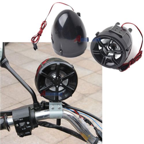 Motorcycle 12v 30w 3&#034; speakers for audio radio w/ handbar mount brackets black