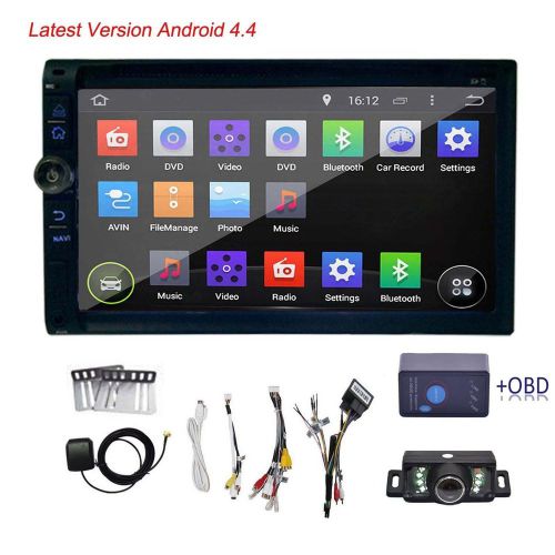 Double 2din gps navi 7 inch car stereo radio dvd wifi 3g player android 4.4+cam