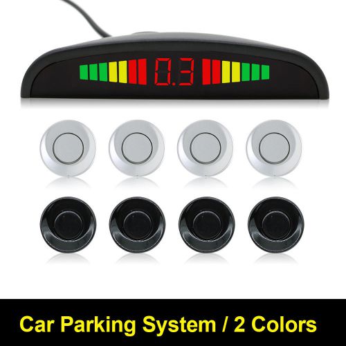 Car lcd display 4 parking sensor rear view reverse backup front radar system kit