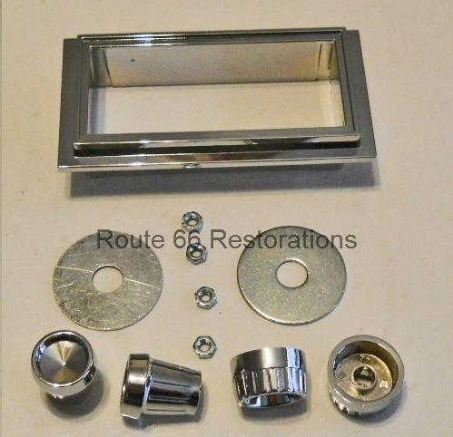 1961 1962  chevy impala bel air chrome radio bezel and metal knob kit
