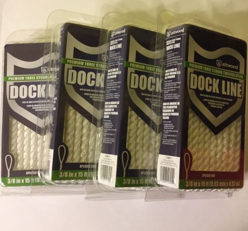 Attwood premium three stand twisted nylon 3/8" x 15 ft white pack of 4