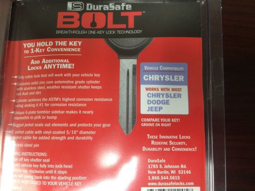 Durasafe bolt cable lock. fits most chrysler dodge jeep keys 6&#039; cable free ship!
