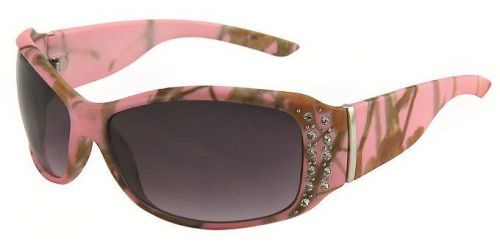 Pink camo bling! ladies sunglasses shades sporty 100% uv protection