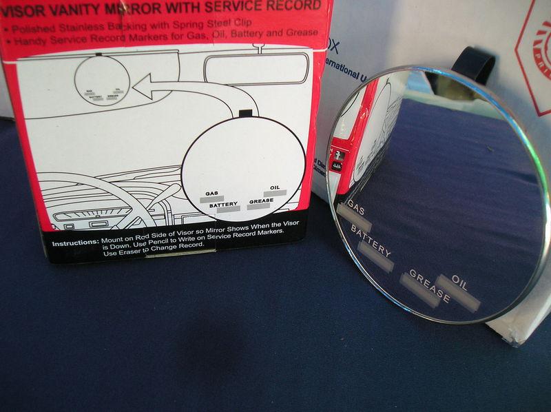 New vintage style clip on vanity mirror ! schedule gas / oil / battery / grease