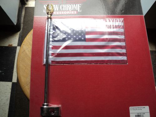 Motorcycle flag pole with american flag  patriotic golden eagle  1/2&#034; tube mount