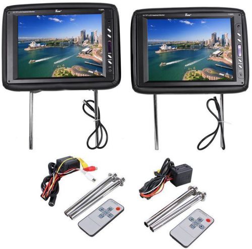 Pair tview t120pl-bk 12&#034; black tft wide screen, high-res headrest car monitors