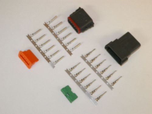 12x black deutch dt series connector set 14-16-18 ga stamped nickel terminals