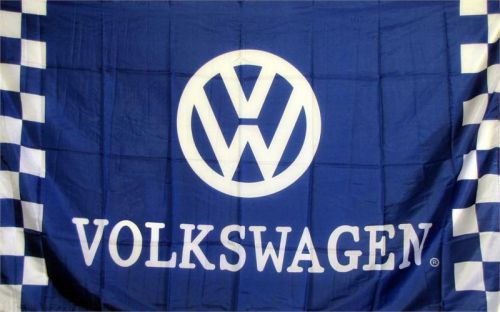 Premium polyester blue checkered volkswagon logo 3&#039; x 5&#039; dealer flag banner