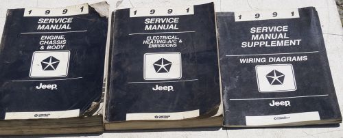 1991 jeep comanche cherokee wrangler oem service shop manual 3-volume set