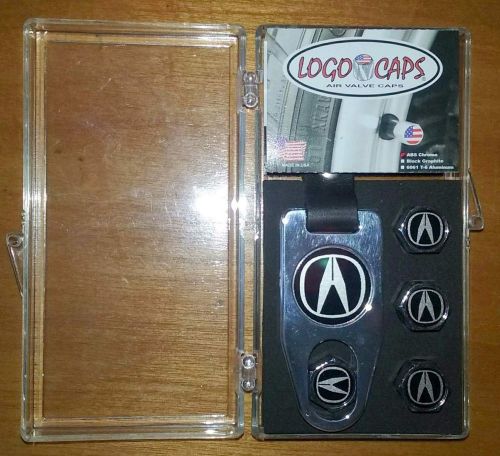 Logo caps keychain tire air valve caps combo acura black gift stocking stuffer