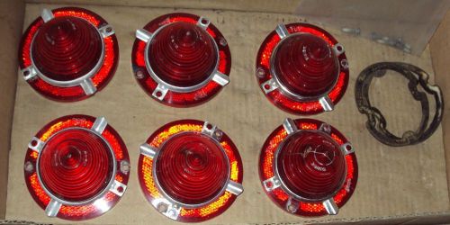 Lot of 6 used 1961 chevy pass. taillight red lens &amp; impala ornaments