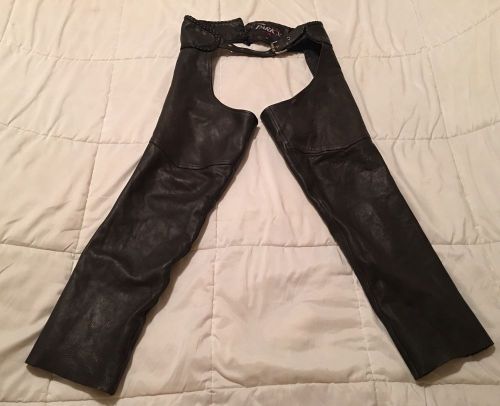 100% leather motorcycle chaps size extra large xl button &amp; zip