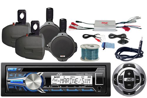 Marine speakers &amp; wires,jvc bluetooth cd radio/ wired remote, antenna, amplifier