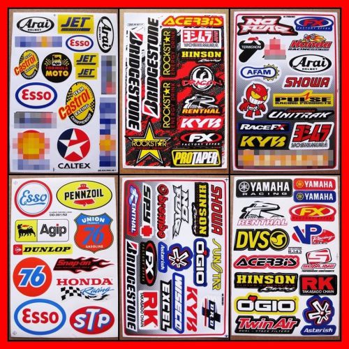 Motocross dirt bike car  racing bike atv helmet truck 76 stickers 6 sheets