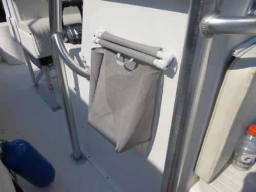 Mesh trash bag for boat or rv -- gray (installs with 3m 'snads" so no drilling)